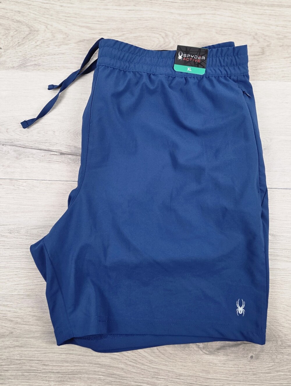 Spyder Active Shorts Mens XL Blue Drawstring Waist Zip Pockets Lightweight